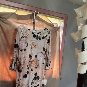 Calvin Klein Floral Bell-Sleeve Women's Dress in Blush-M9